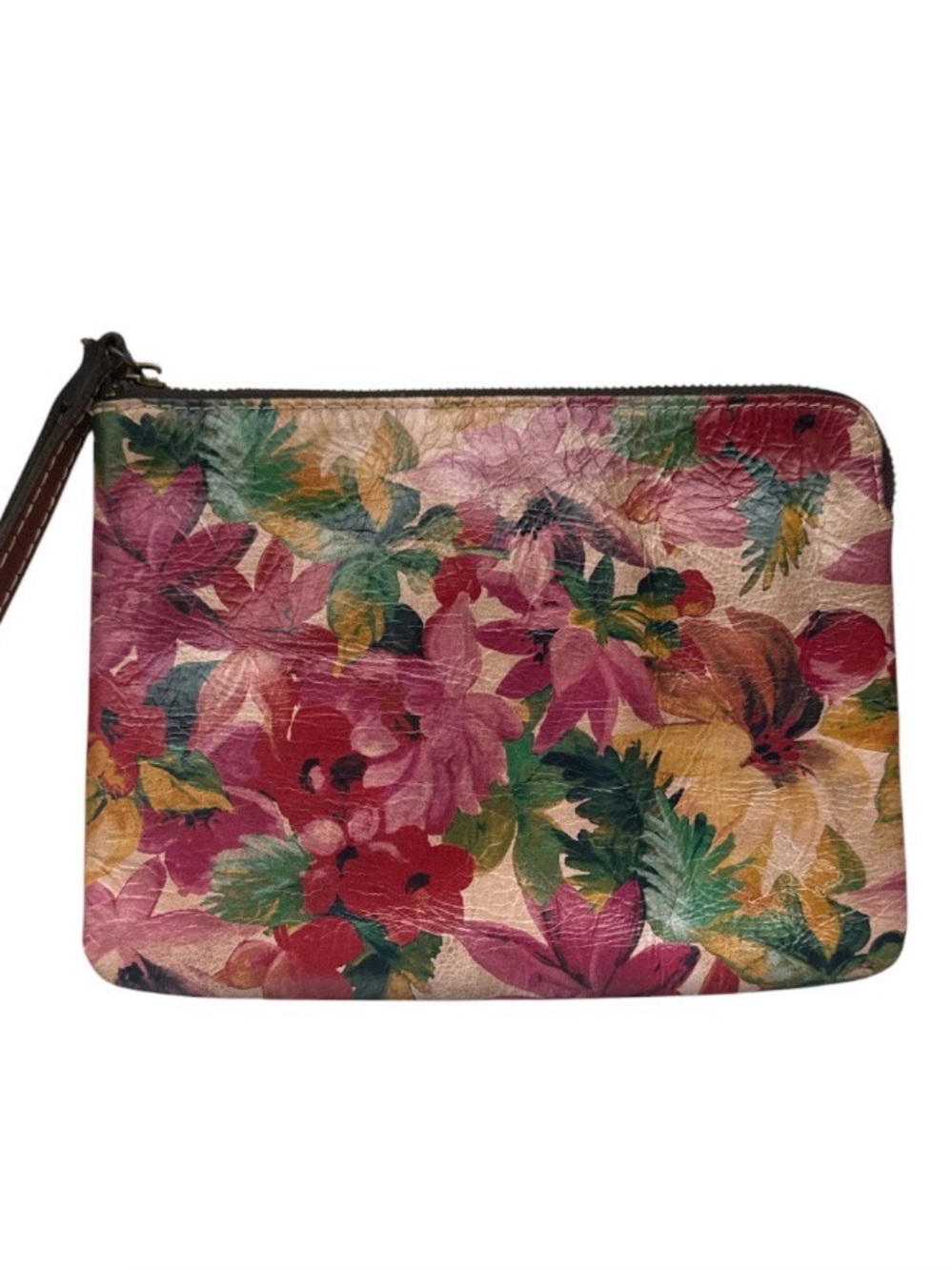 Patricia Nash Cassini Leather Wristlet in the "Spring Multi" floral print